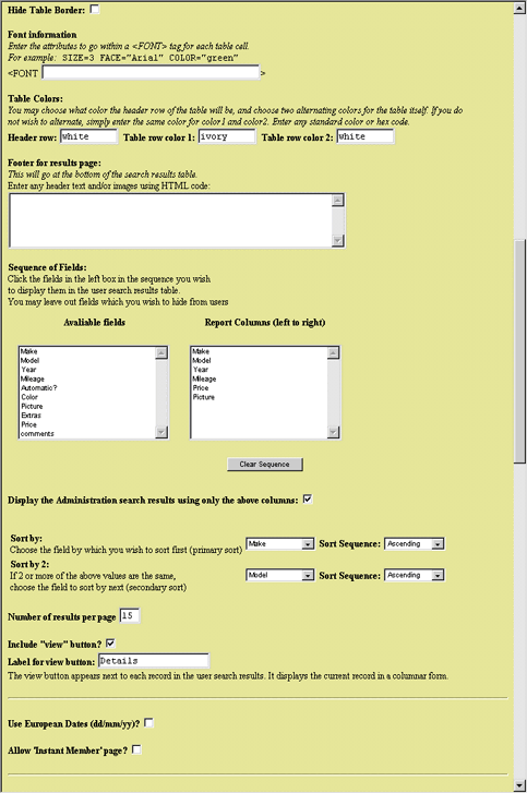 screenshot of customize page